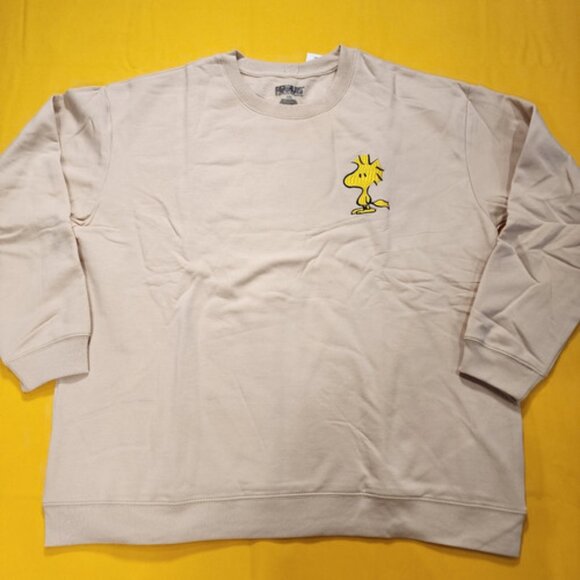 Peanuts Snoopy & Woodstock Two-Sided Crewneck Sweatshirt Beige Adult 2XL NEW - Picture 2 of 8